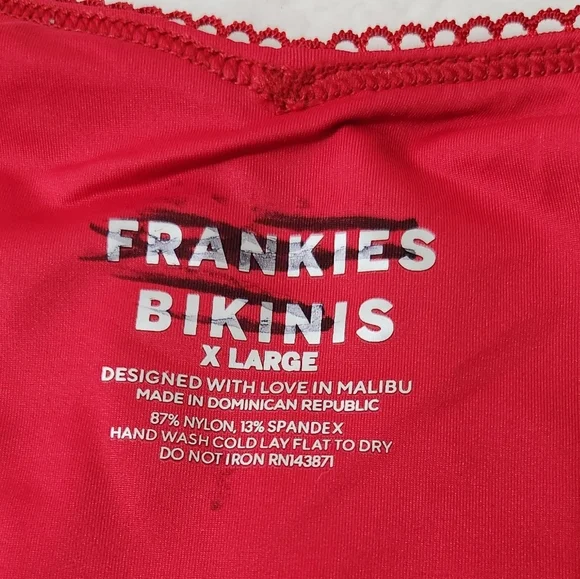 New!Frankie's Bikinis Enzo  Ribbed  Cheeky Bikini‎ Bottom Crimson - Picture 11 of 12